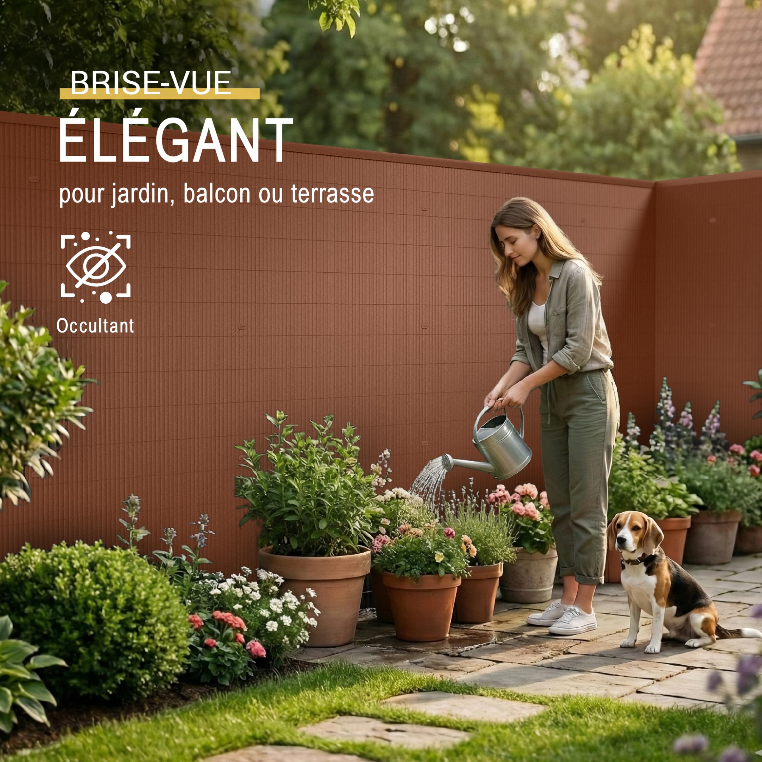 Sol Royal Canisse PVC 180x300 cm avec Triple Renfort – Canisse Brise-Vue Balcon PVC Cache Vue & Cloture Jardin Exterieur – Clips & Profilé de Finition Inclus Résistant Intempéries Anti-UV – Marron