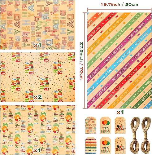 Miniatura 8 de Papel de regalo para niños y niños, hojas de papel de regalo de cumpleaños con coche de policía, camiones de bomberos, grúa, ambulancia, jirafa,