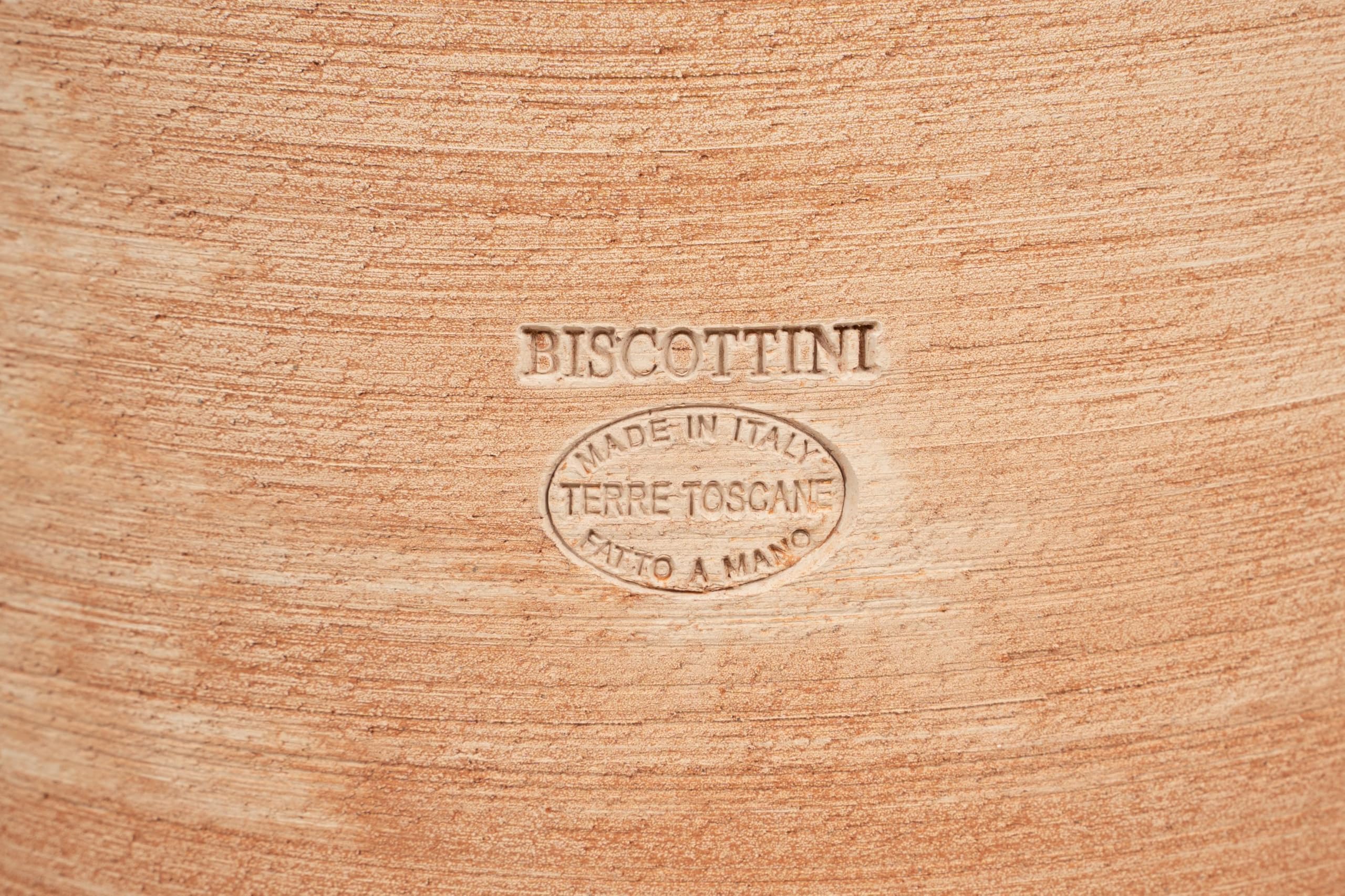 Biscottini Wazon z terakoty rzemieślniczej 30 x 30 x 25 cm - donica zewnętrzna i wewnętrzna okrągła - dekoracyjne doniczki wyprodukowane we Włoszech - doniczki na zewnątrz - doniczka na rośliny z