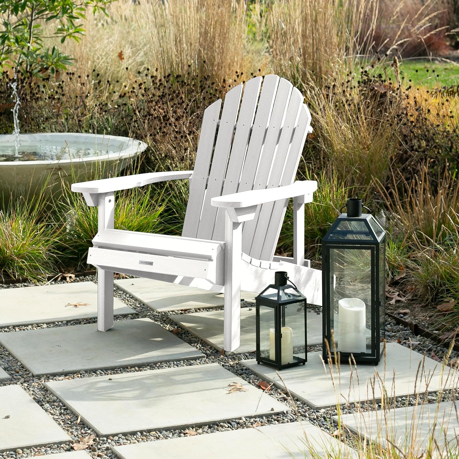 highwood Hamilton Made in the USA Folding and Reclining Adirondack Chair, Adult Size, White