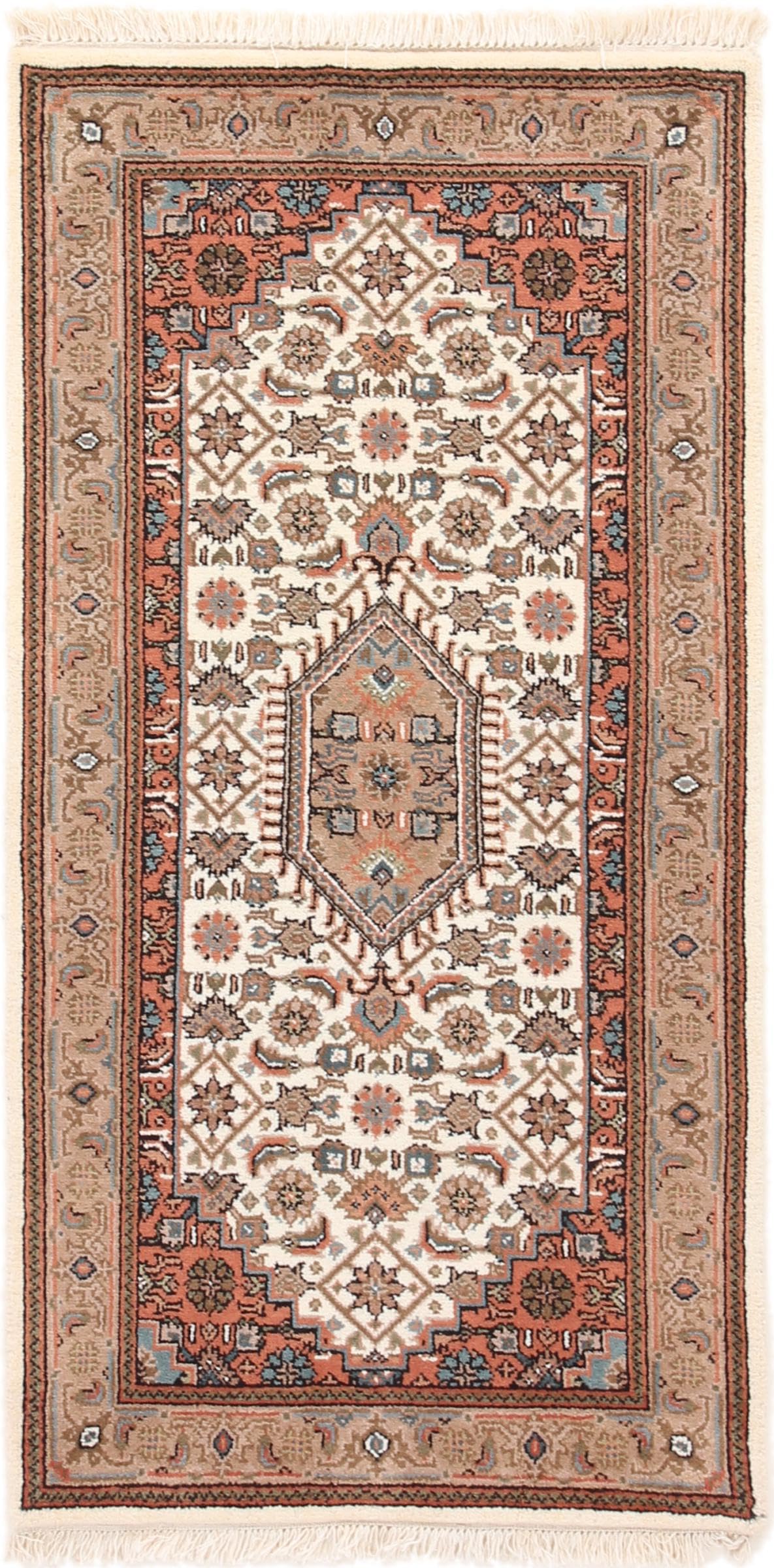 Tapis d'Orient Indo Kashan noué main en laine de prestige 71x141 cm