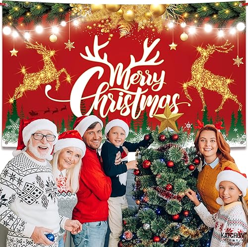 Miniatura 5 de KatchOn Cartel de Feliz Navidad extra grande  72 x 44 pulgadas  Fondo rojo de Navidad para decoraciones de fiesta  Banner de letras iluminadas