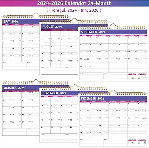 Miniatura 6 de Calendario de pared 2024-2026  Calendario de 2 años 2024-2026, 11 x 8.5 pulgadas, julio 2024  junio 2026, calendario de 24 meses, calendario mensual