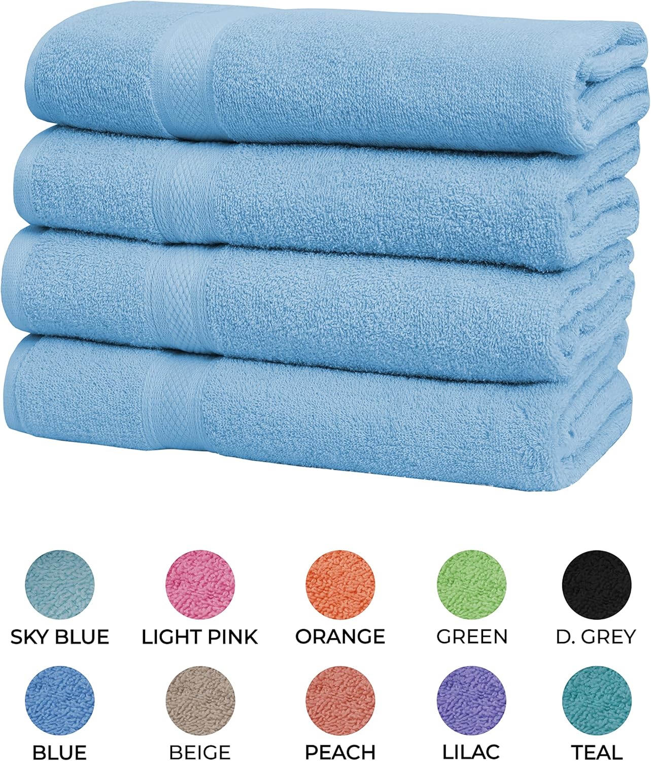 4 Piece Bath Towels Set,(27 x 54 Inches) Quick Drying Towels - Ultra-Soft, Absorbent and Stylish Designs to Elevate Your Daily Routine. (4 Piece Bath Towel Set, Aqua)