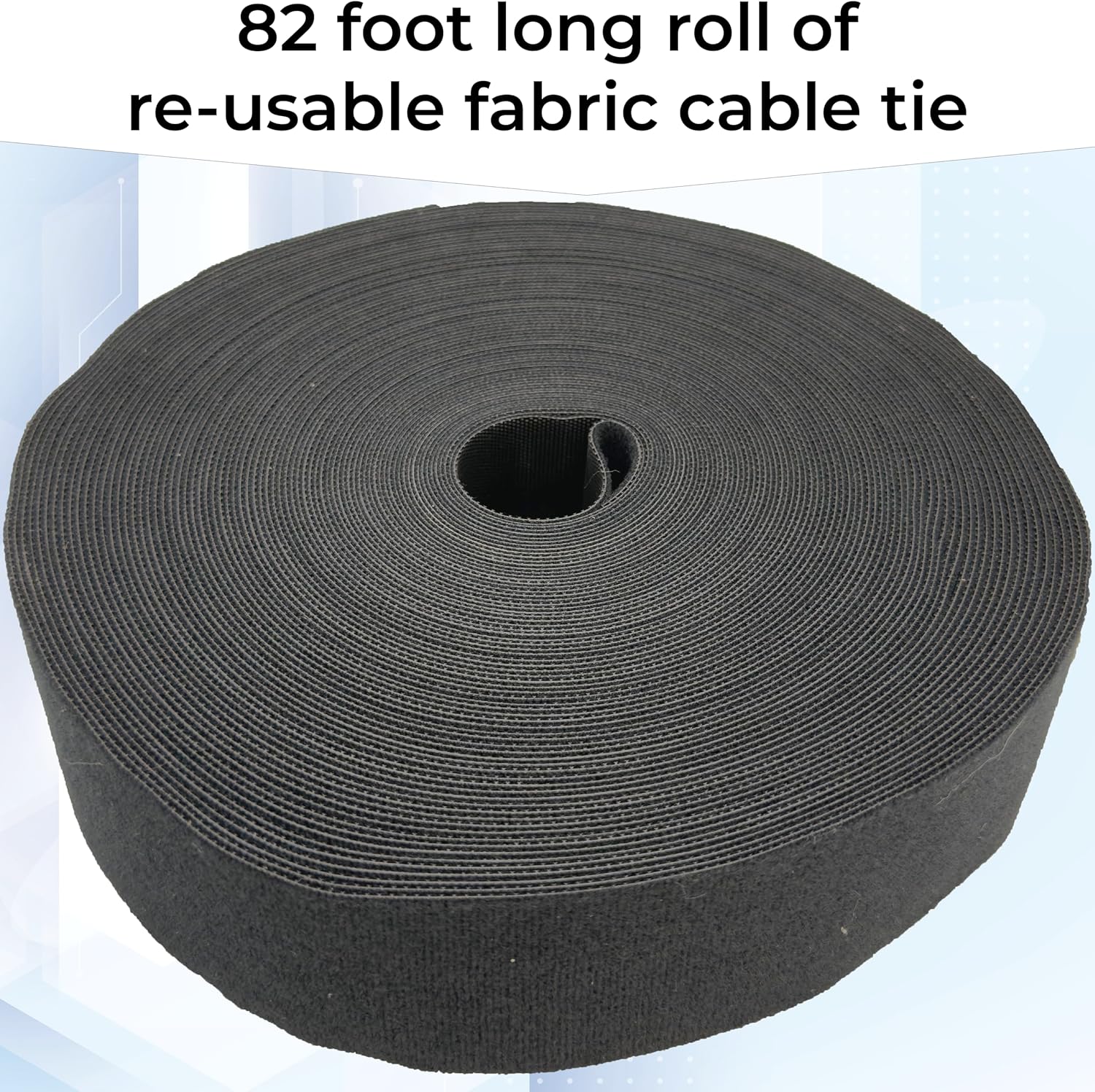8001 Reusable Cable Tie Roll 82ft x 2 Inch Hook and Loop Tape for Wire Management Heavy Duty Straps Velcro for Cords Organization Adjustable Nylon Strap