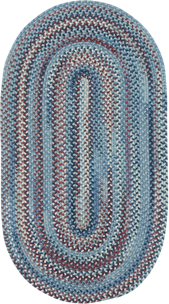 American Heritage Barn Blue 0' 24" X 0' 36" Oval Braided