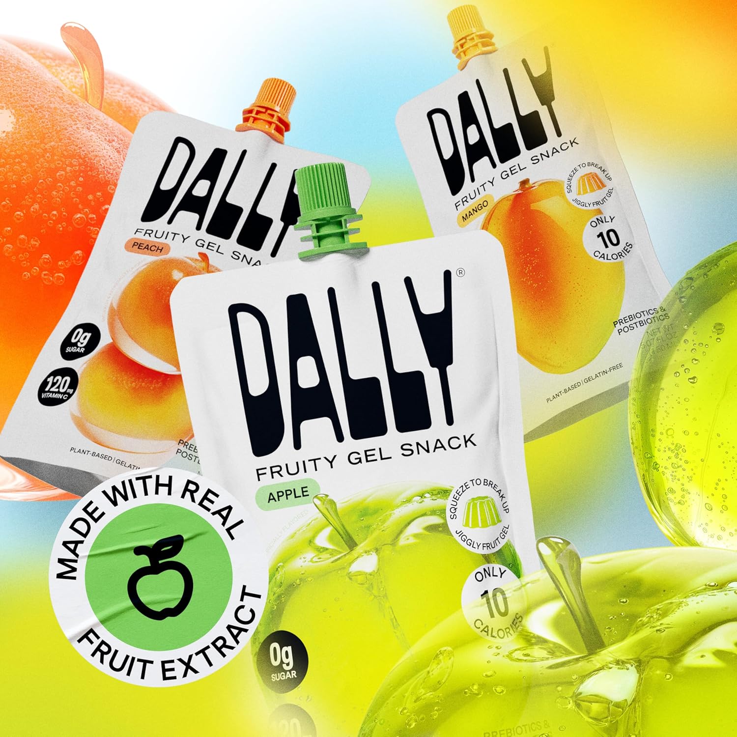 Dally Apple Drinkable Konjac Jelly 10 Pouches | Healthy 10-Calorie, Keto, Gluten Free, Sugar Free Korean Fruit Snack | Prebiotics & Postbiotics for Skin, Immune & Weight Management