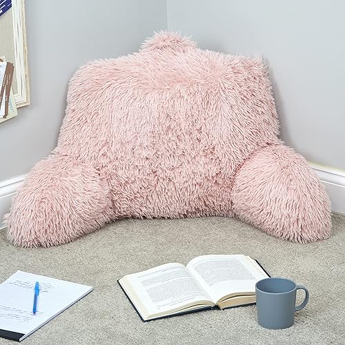 Miniatura 2 de Klear Vu Almohada de lectura lanuda para adultos y niños, soporte lumbar y brazo en cama, silla, sofá y suelo, 30 x 21 pulgadas, tamaño único, rosa