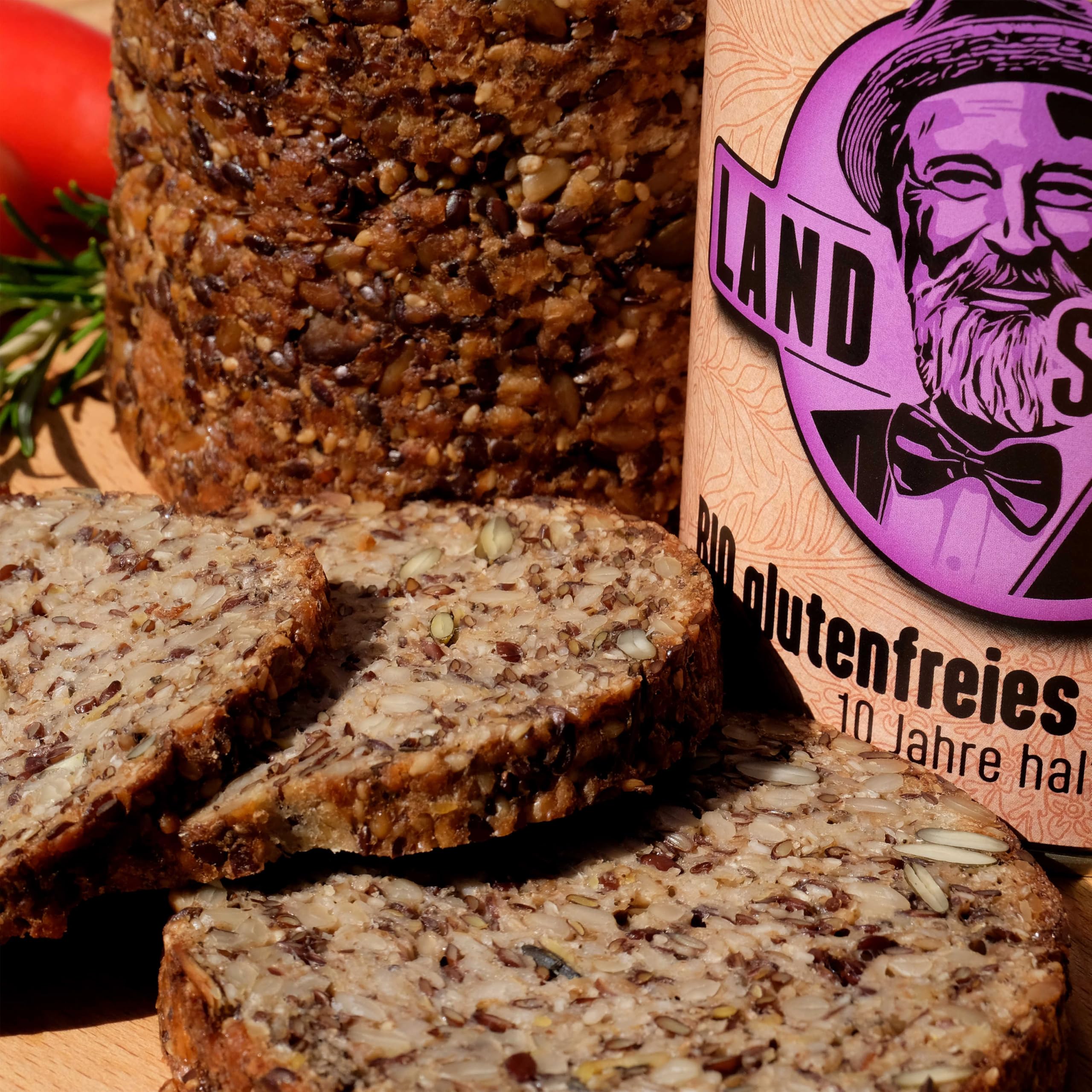 LANDSTREICHER Bio Dosenbrot, Saatenbrot, glutenfrei, 10 Jahre haltbar, 6er Pack (3.600g)