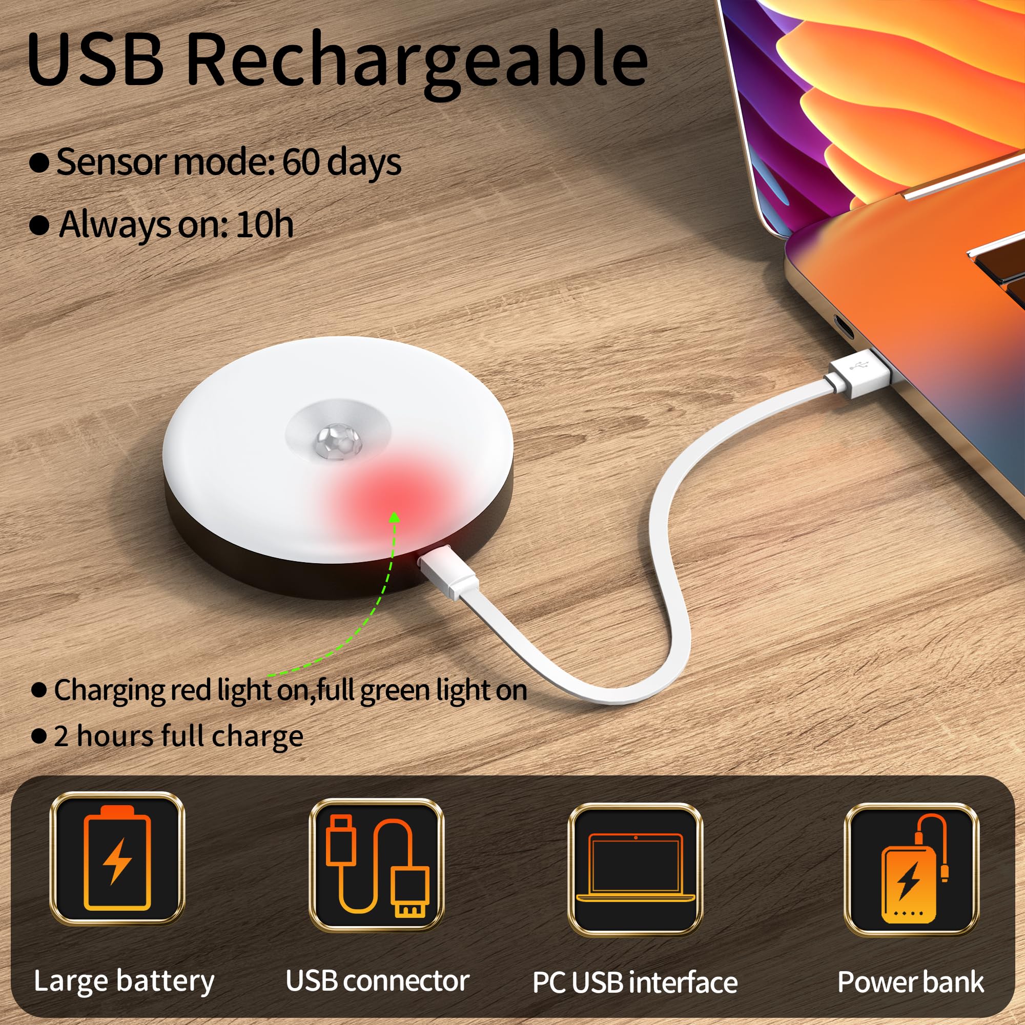 Lot De 3 Lampes à Détecteur De Mouvement, Veilleuse LED à Piles, Lampes