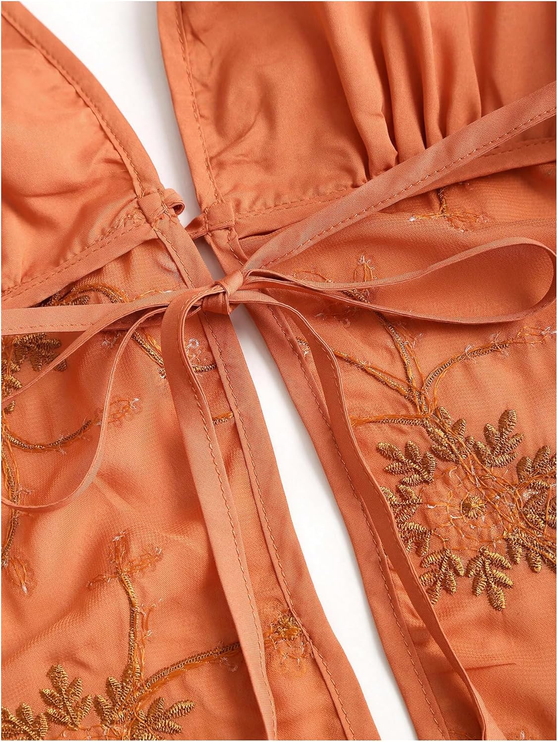 Milumia Women's Floral Embroidery Sequin Cami Tops Sexy Backless Sleeveless Split Hem Halter Top - Image 4