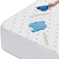 Vista 1 de Ambesonne Protector de colchón ajustable antideslizante 100% impermeable, cubierta de tela de aire 3D, almohadilla de cama, textura suave