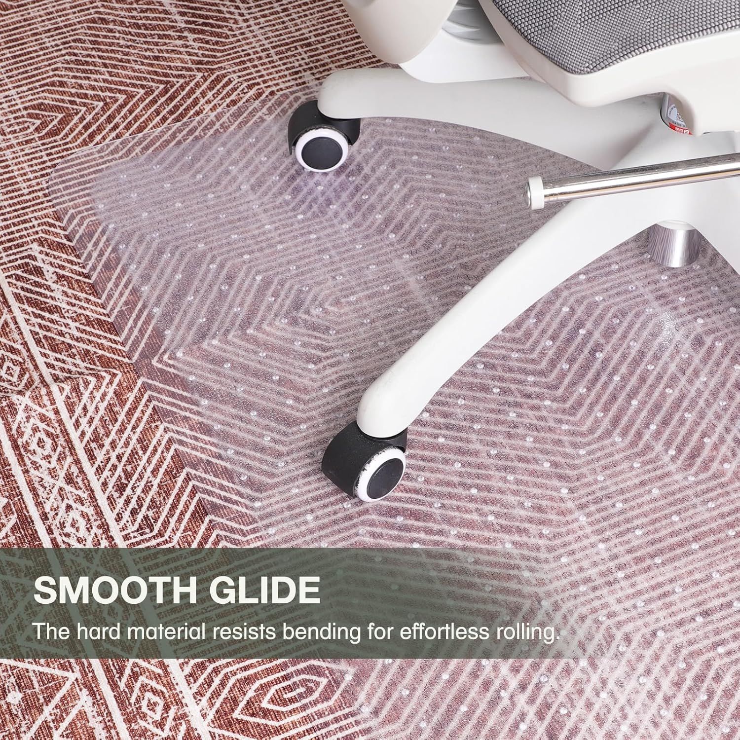 Chair Mat for Carpet, 36" x 48" Easy Glide Desk Chair Mat for Carpeted Floors, Beveled Edge Vinyl Mat with Grips, Heavy Duty Carpet Protector for Home Office, Clear