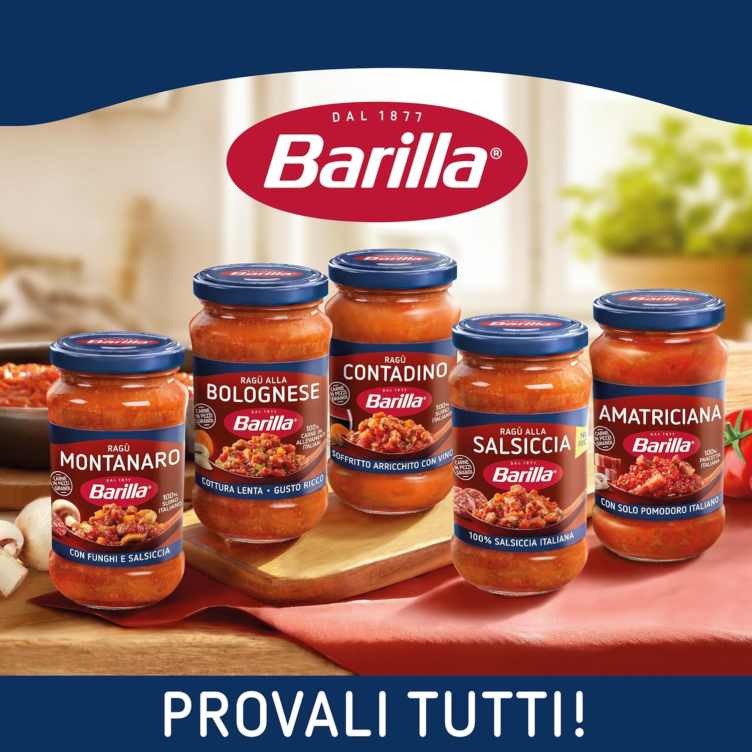 Barilla Sugo Ragù Contadino, Salsa Pronta al Pomodoro con Vino Rosso, Sugo Pronto, Confezione da 300g - Immagine 5
