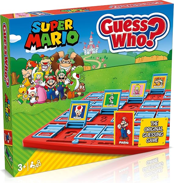 Winning Moves Super Mario Guess Who? Board Game, Play with classic Nintendo characters including Mario, Luigi, Peach, Bowser, and Donkey Kong, 2 players makes a great gift for ages 3 plus - 1