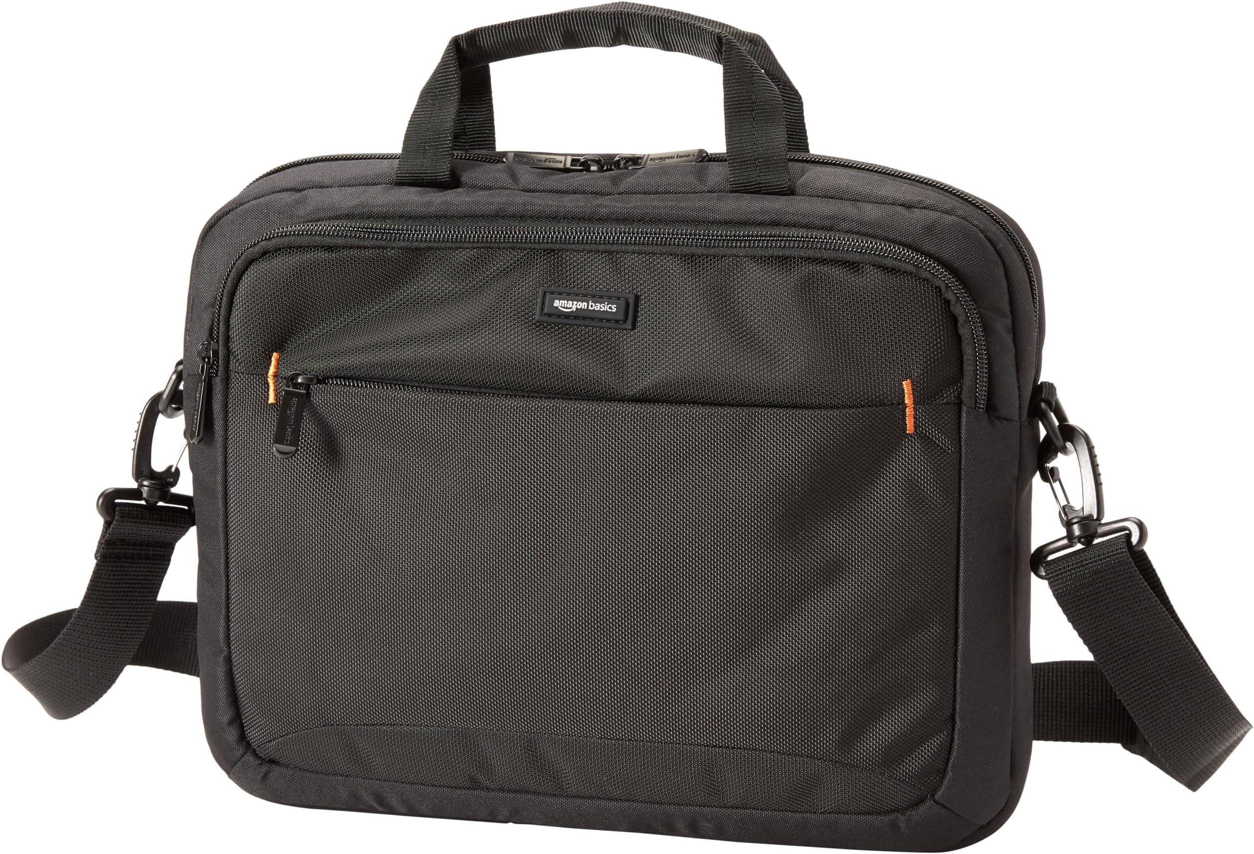 Amazon Basics Compact Laptop Shoulder Bag Carrying case with Accessory Storage Pockets (14 inch - 35.6 cm) Black, 1-Pack