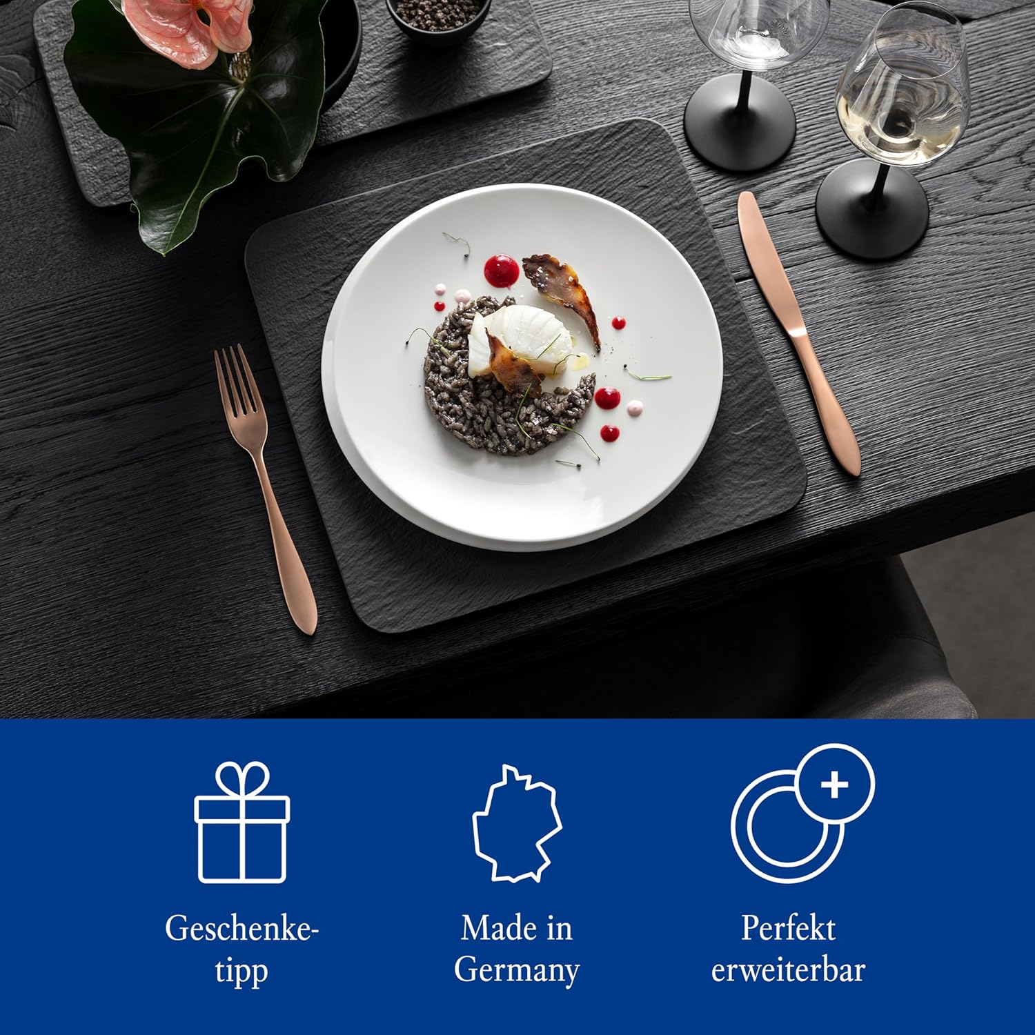 Villeroy & Boch NewMoon, Modern Dinner Plate for Everyday Use, Premium Porcelain, Dishwasher Safe, White, 10.6 in