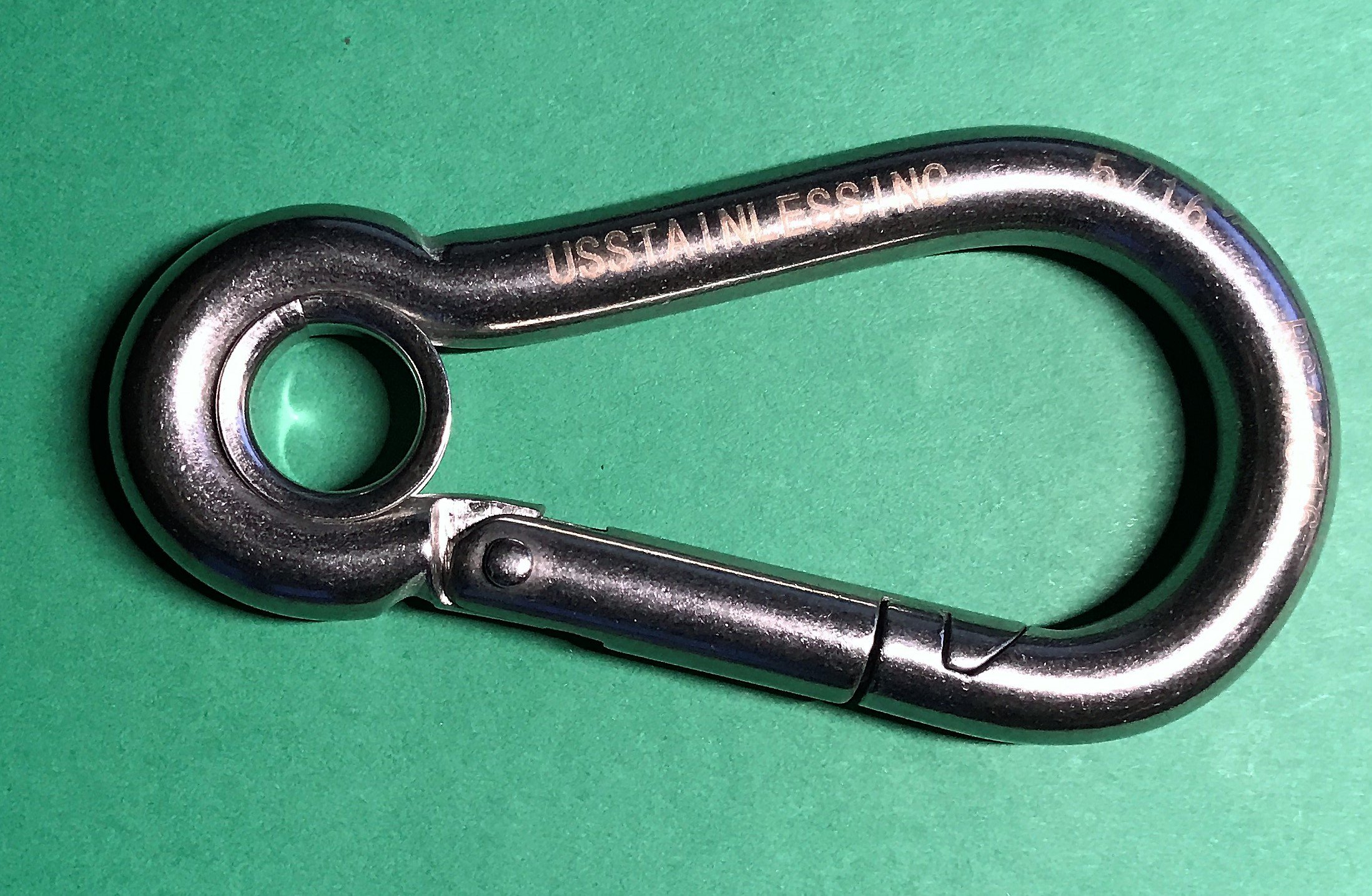 US STAINLESS Crochet à ressort en acier inoxydable 316 avec mousqueton à œillet 8 mm de qualité marine