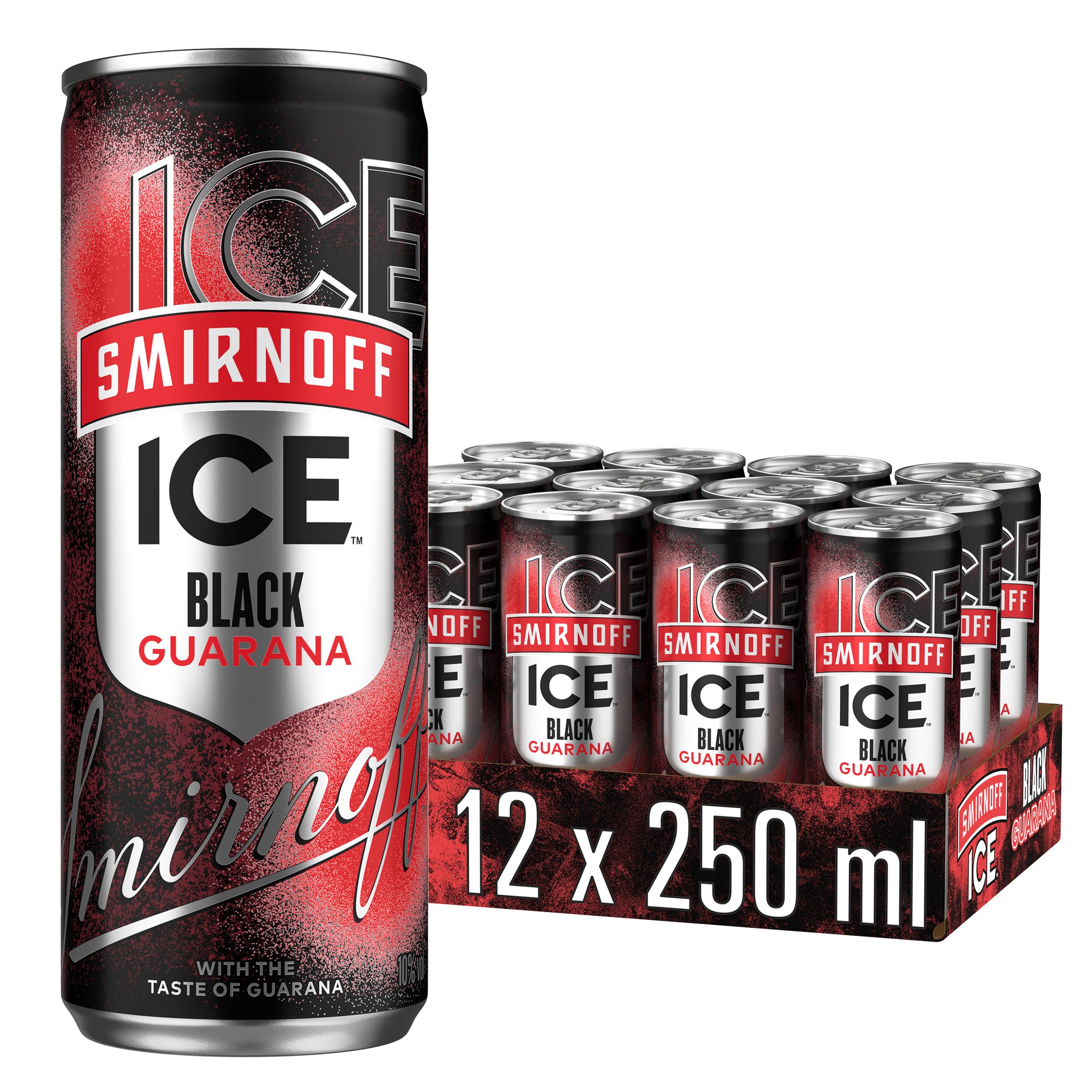 Smirnoff Ice Guarana, Mixgetränk mit Smirnoff Vodka und Guarana Geschmack, 10% Alkohol, 12 Dosen x 250 ml (EINWEG Verpackung), fertige Cocktails, perfekt für Partys und gesellige Anlässe