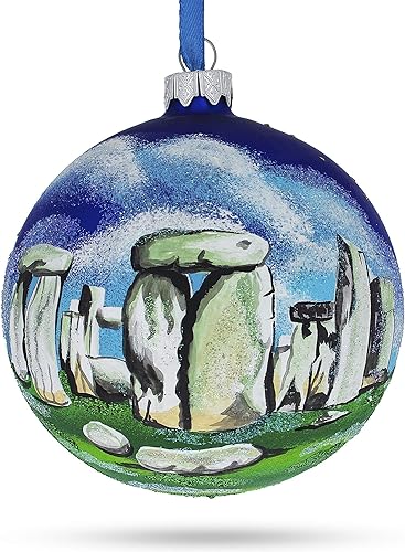 Miniatura 6 de Stonehenge, Reino Unido Bola de Vidrio Adorno de Navidad 4 Pulgadas