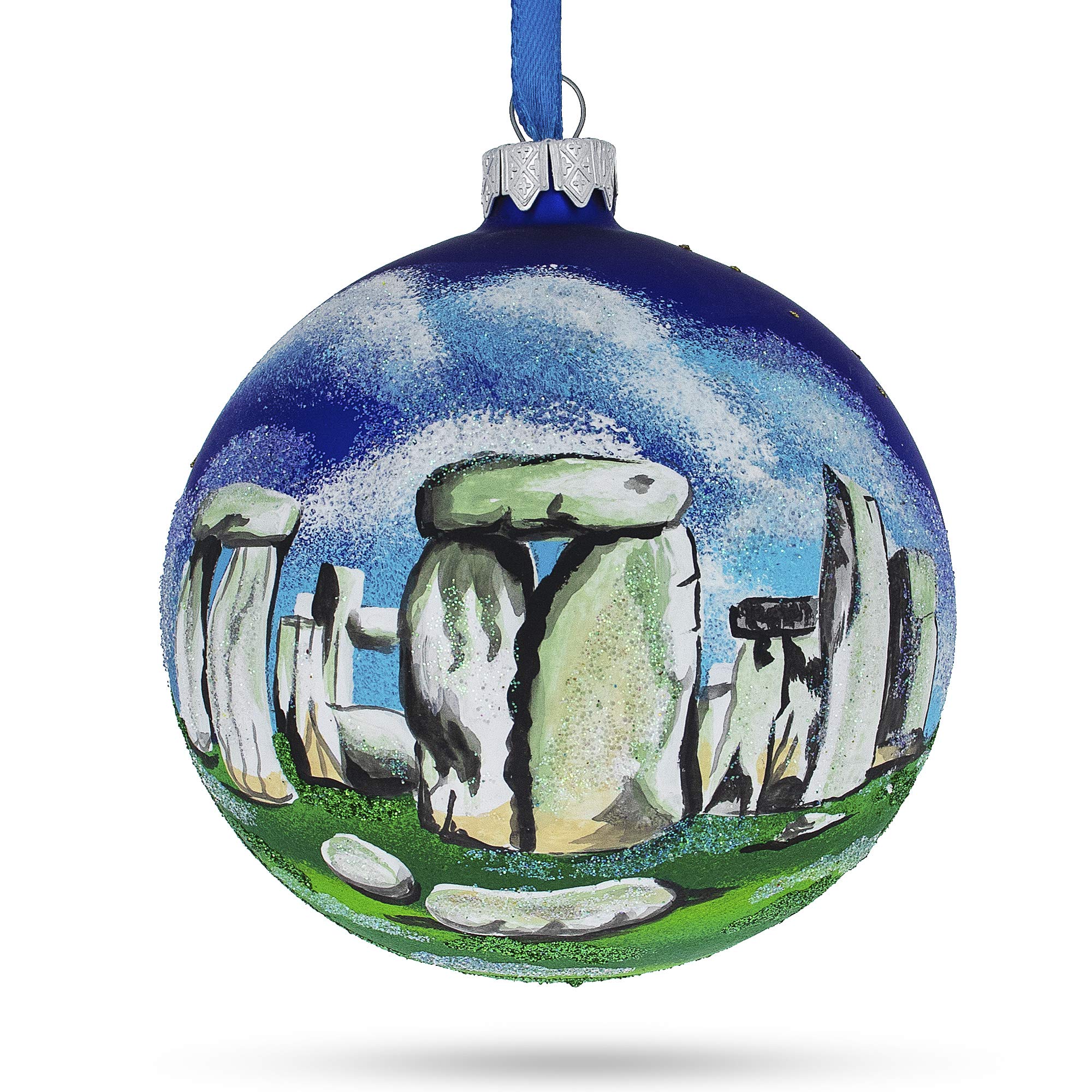 Bestpysanky Stonehenge, Inghilterra, Gran Bretagna palla di vetro ornamento di Natale 4 pollici