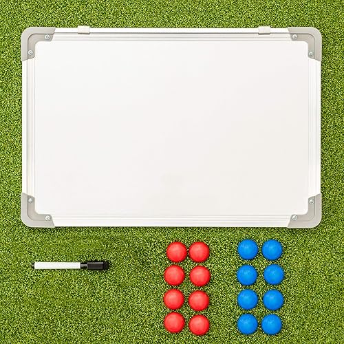 Miniatura 2 de FORZA Pizarra blanca de entrenamiento deportivo de doble cara de 18 x 12 pulgadas  13 opciones deportivas  Marcadores magnéticos, bolígrafo y