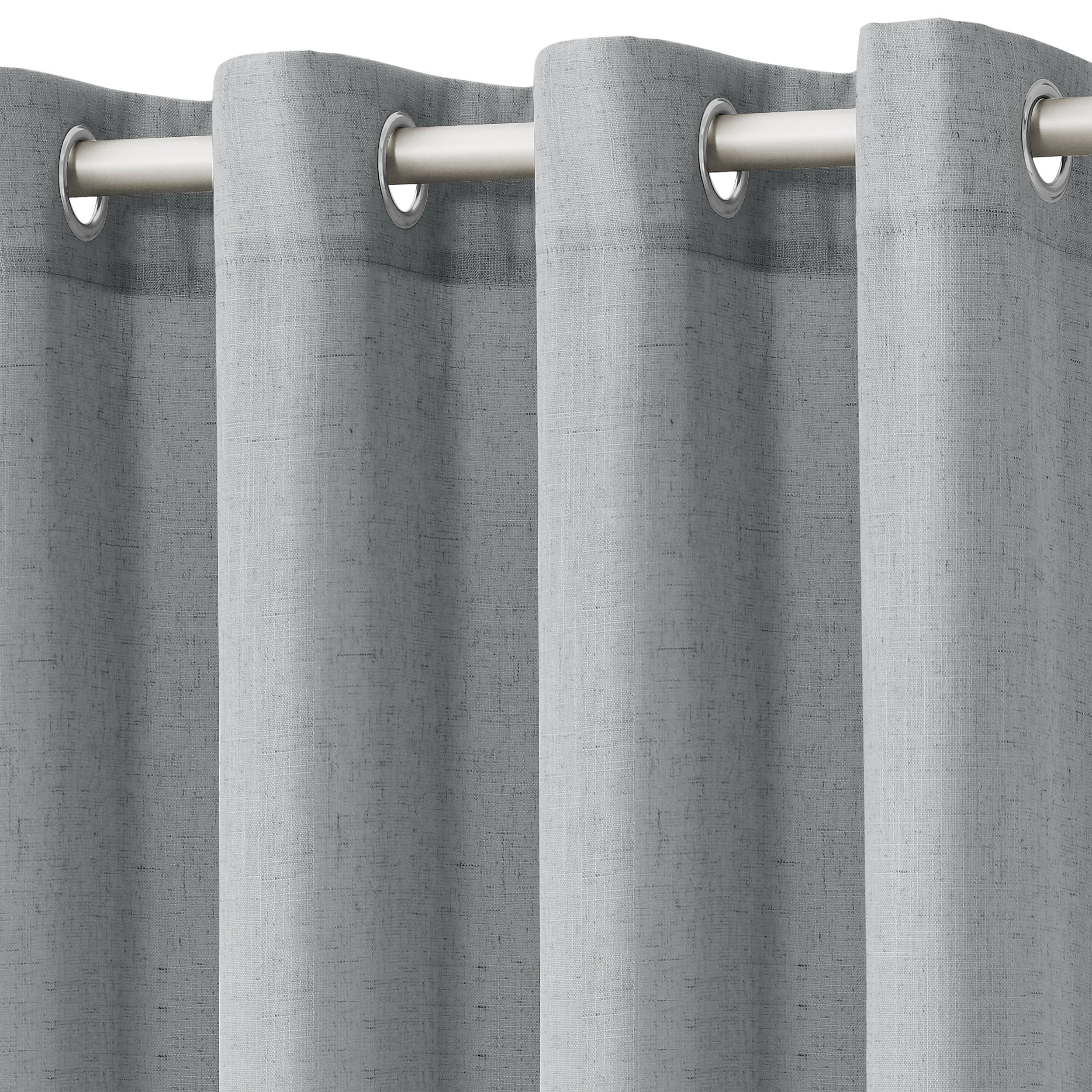 Nanspring Light Grey Linen Curtains 96 Inches Long for Living Room Grommet