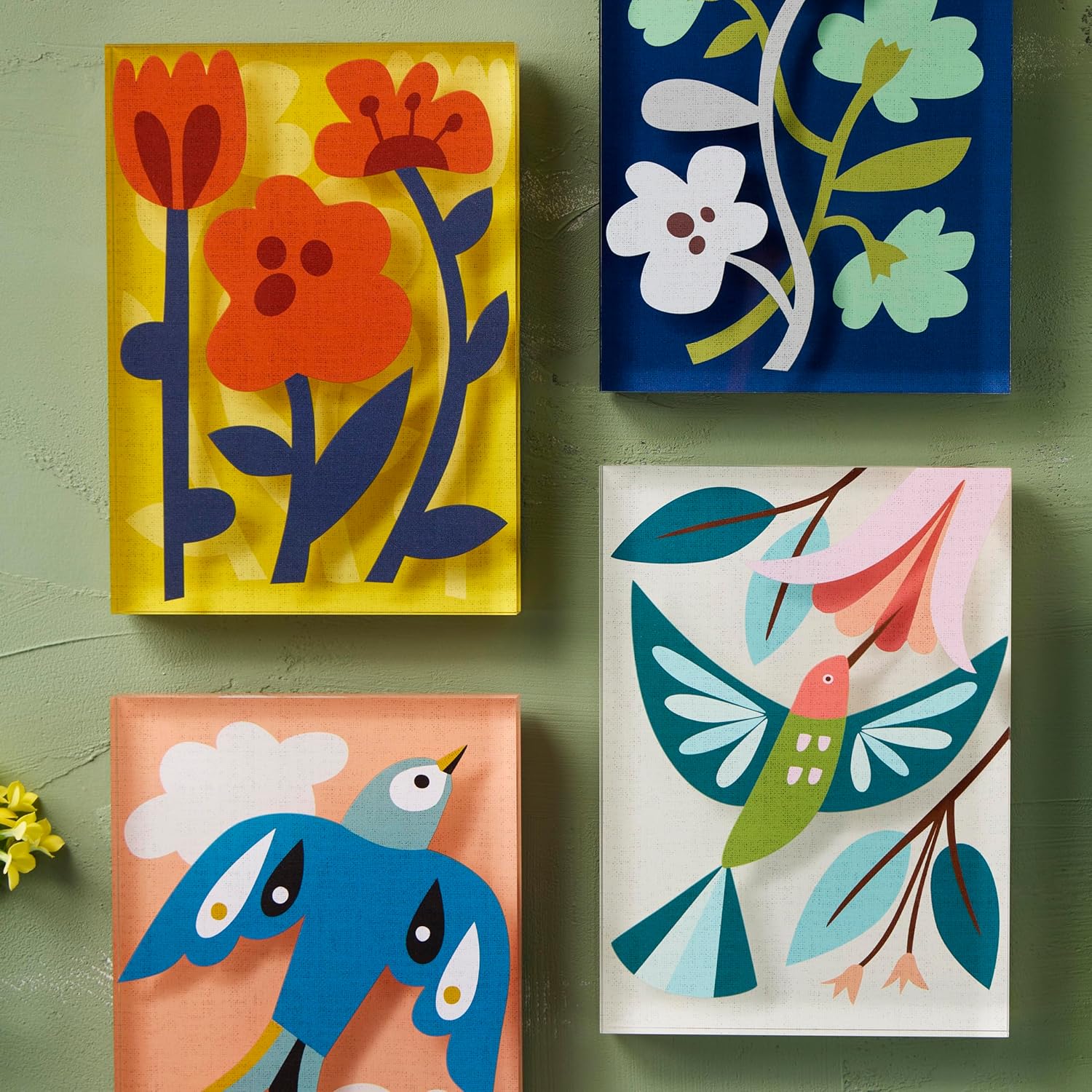 DEMDACO Hanging Tile Wall Art Everyday Home Décor, 5 x 7 Inch Acrylic, Floral Grow Together