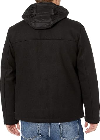 Tommy Hilfiger Men's Wool Blend Jacket Puffer Bib and Hood