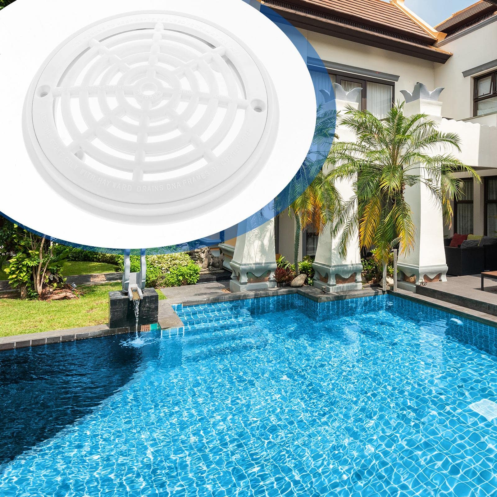 Perfeclan Tapa de Drenaje Principal Cubierta Sump Accesorio para Piscina Rejilla Antivórtice Material Plástico Instalación Fácil Adecuado para Piscinas