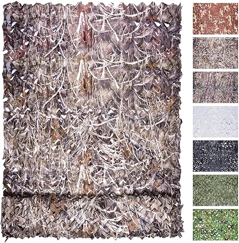 Miniatura 9 de FLYEGO Red de camuflaje de camuflaje, red de camuflaje a granel, redes de camuflaje excedente militar para caza, parasol ciego, cubierta de