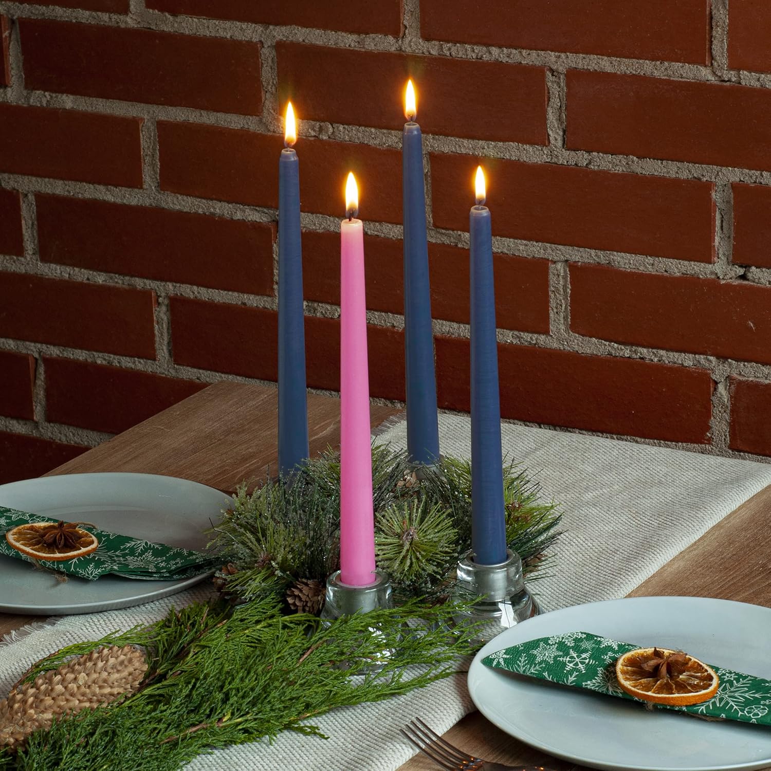Buy CANDWAX 10 inch Taper Advent Candles 1 Set Dripless Taper Candles