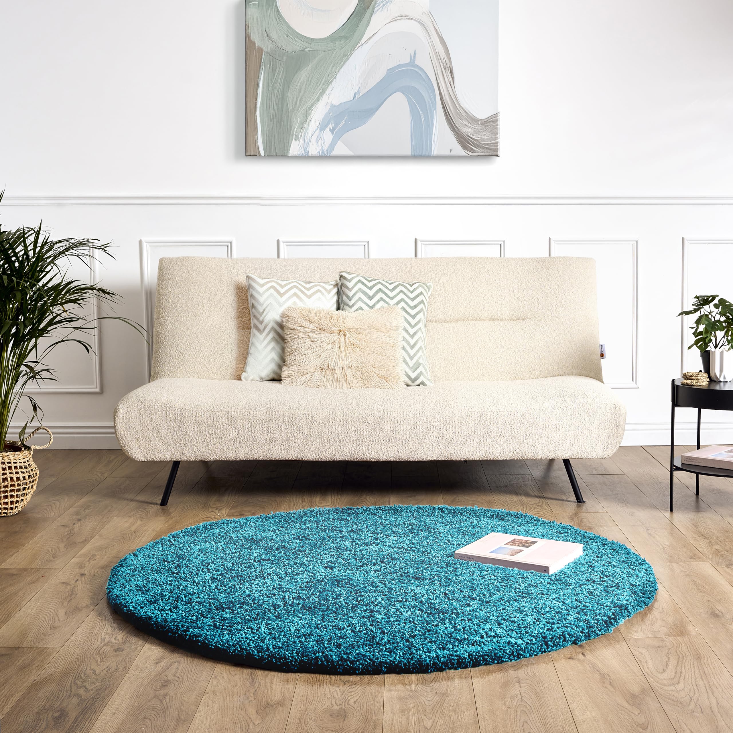 Bravich Navy Blue Shaggy Rug 80 x 150cm (2'7" x 4'11") 5cm Pile Medium Thick Fluffy Living Room Hessian Backed Washable — view 79
