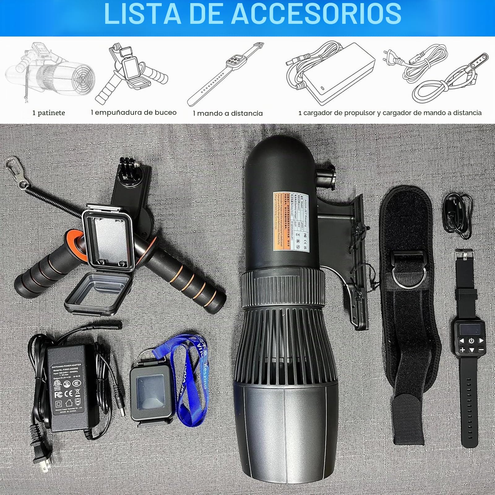Patinete eléctrico Submarino de 500W, Motor de 9 Velocidades para Tabla de Paddle Surf, Propulsor Sumergible para Buceo y Natación, para Tabla de Surf eléctrica,16000mAh