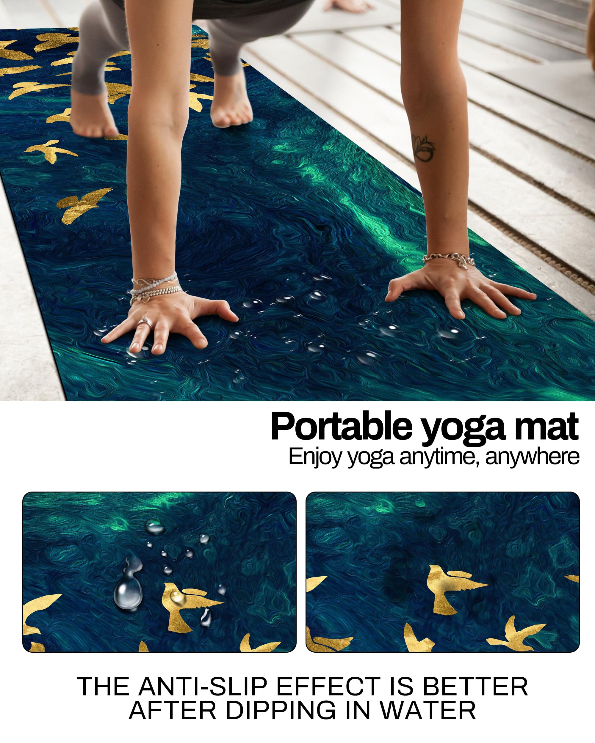 Tapis De Yoga Portable Microfibre - Antidérapant, Pliable Avec Sac - Pour Pilates, Bikram, Voyage