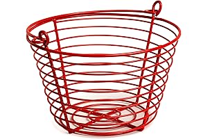 8 Inch Red Vinyl Coated Metal Egg Basket SP468 - Perfect for Gathering Fresh Eggs
