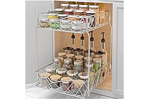 2 Tier Pull Out Cabinet Organizer Drop Down Shelf