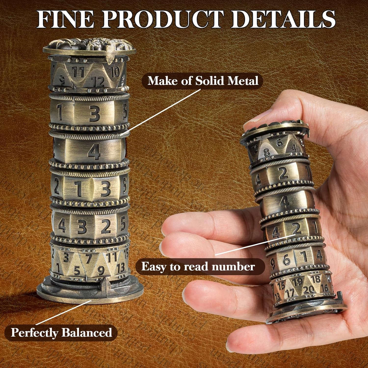 Tower Dice Spinner for DND Dice Set,7-in-1 Metallic Dice Tower for Dragon and Dungeons Game with Gift Case,RPG Role Playing Table Game Gifts