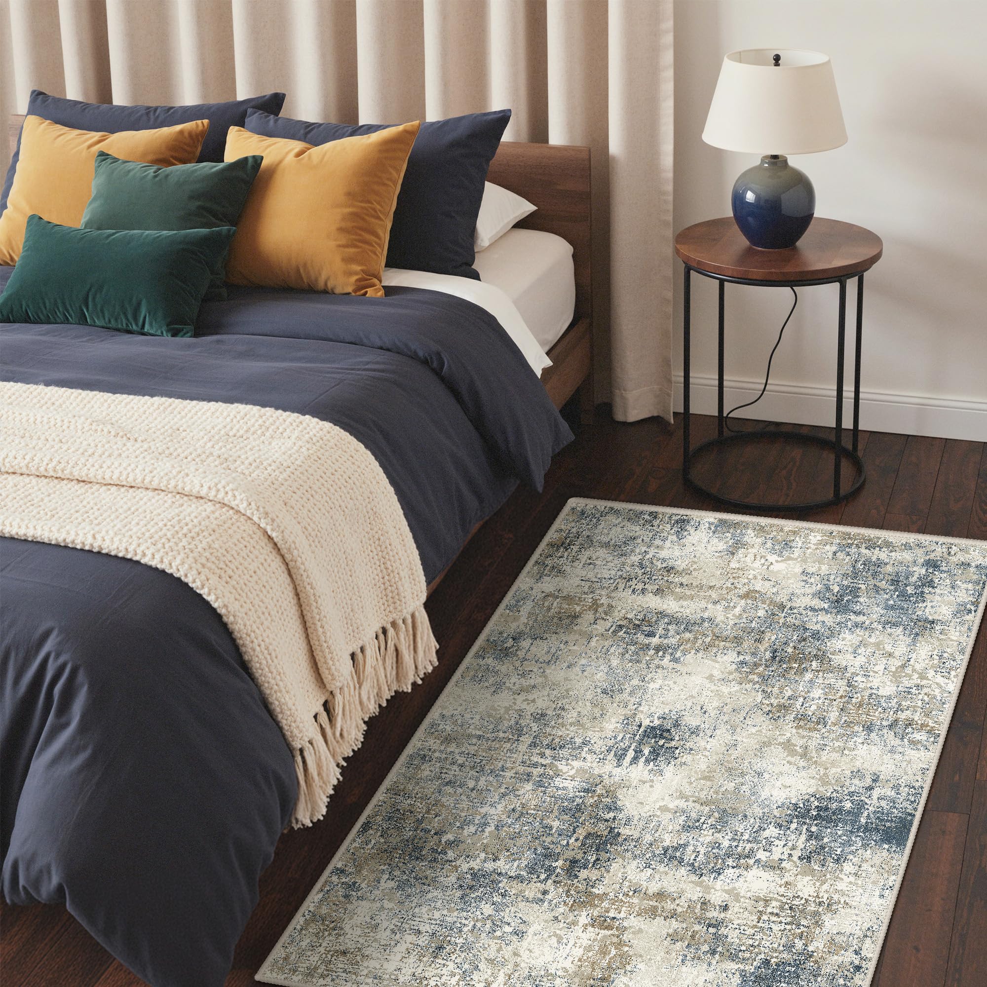 GENIMO Rug Living Room 120x170cm, Modern Abstract Area Rugs Washable, Non-Slip Floor Carpet Minimalist, Low Pile, Non-Shedding, Dining Room, Office, Bedroom, Kitchen, Lounge, Indoor — image 1