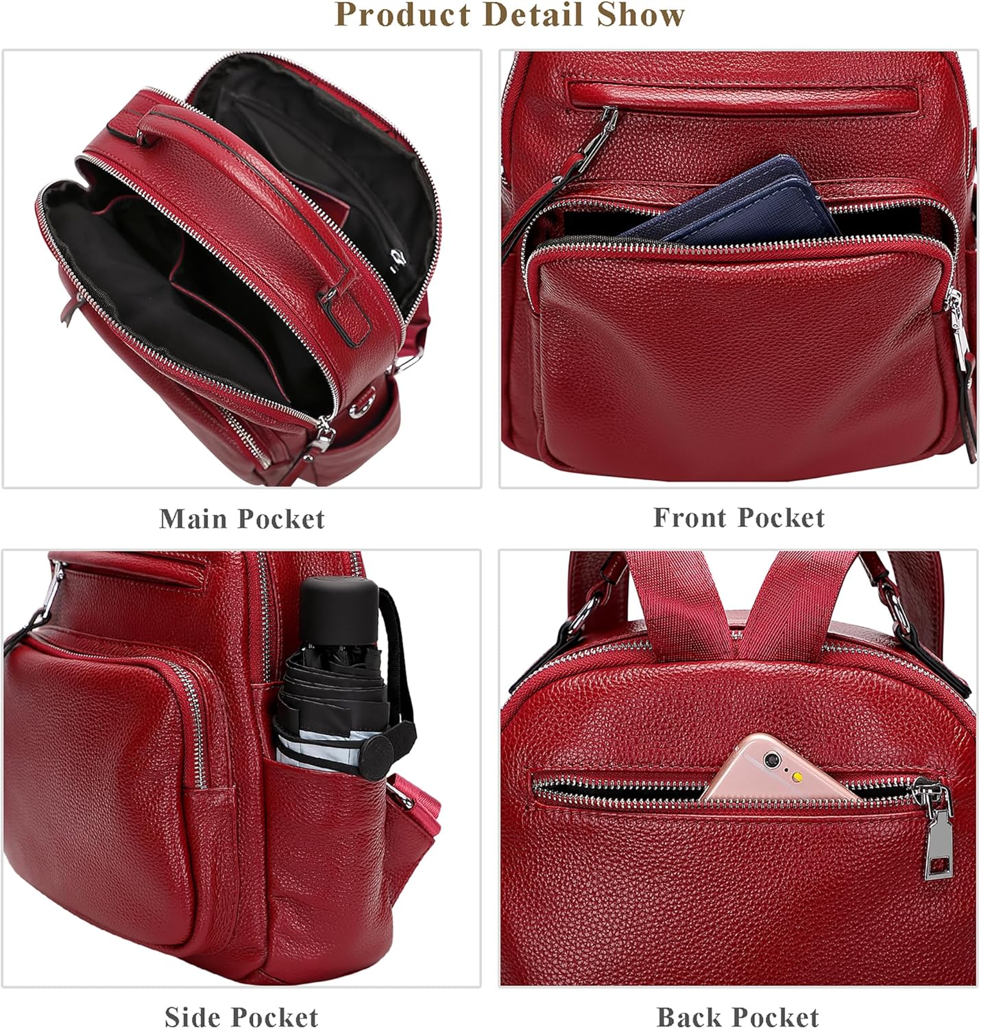 ALTOSY Genuine Leather Backpack for Women Small Convertible Backpack Purse Ladies Shoulder Bag 4 in 1 to Carry - Image 6