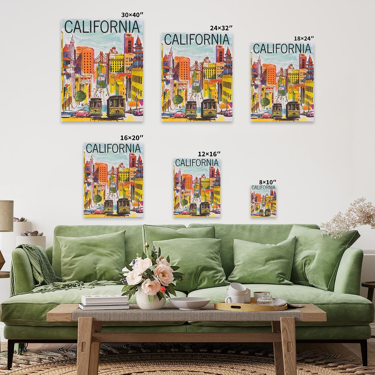 Poster Master Travel Canvas - Retro California Print - San Francisco Art - City Art - Chic Gift for Men, Women, Travel Lover - Colorful Decor for Bedroom, Living Room - 8x10 STRETCHED Canvas