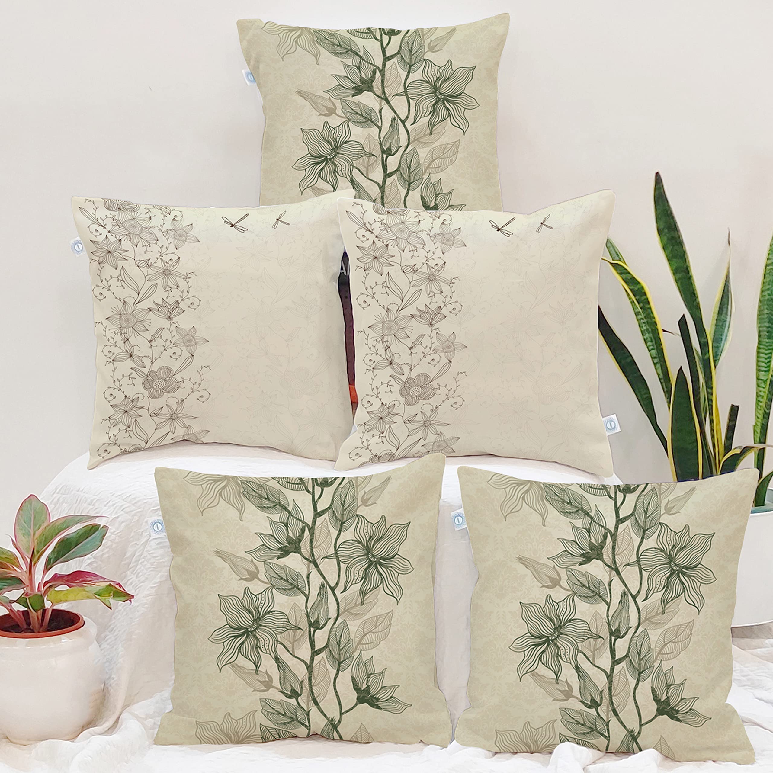 STITCHNEST Floral Printed Poly Cotton Cushion Covers, Set of 5 (16 X 16 Inches), 200 TC,Multicolor (B09PJCG8LL) Amazon Price History, Amazon Price Tracker