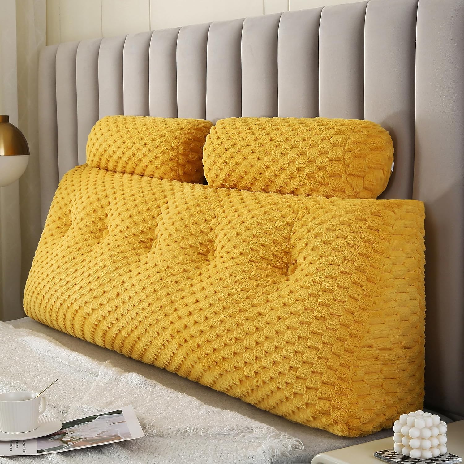 Gpround Wedge Headboard Pillows + 2 Head Roll Pillow Bed