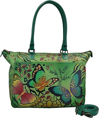 Anna by Anuschka womens Anna Anuschka, Handpainted Large Tote, Animal Butterfly Tote Bag Genuine Leather, Animal Butterfly, Large US