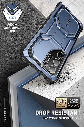 Miniatura 3 de i-Blason Funda para Samsung Galaxy S23 Ultra con soporte, 2 marcos frontales, protector de pantalla integrado, funda de clip para cinturón, funda