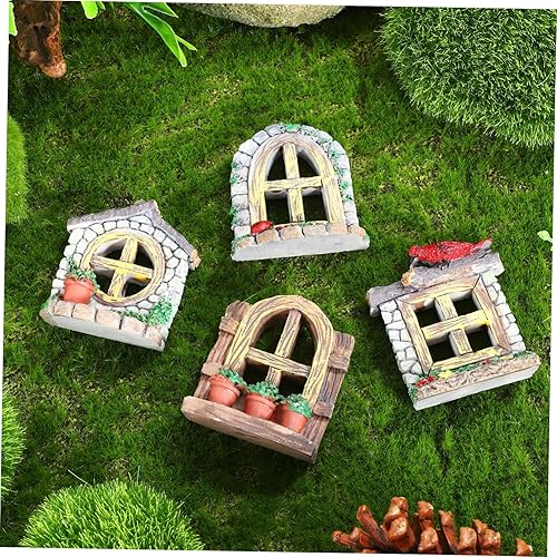 Miniatura 4 de DOITOOL 4 piezas de ventanas y puertas de hadas, accesorios de jardín de hadas, escultura de jardín, adorno de césped, mini jardín, miniaturas de