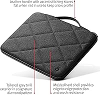 Vista 3 de Twelve South SuitCase - Funda rígida protectora a medida con bolsillo interior y asa de piel para MacBook Pro M1 de 14 pulgadas, color gris oscuro