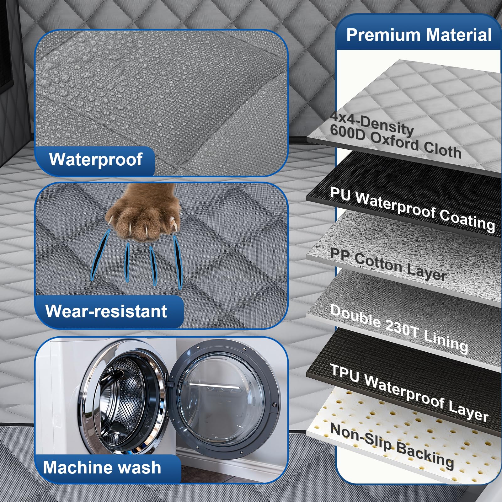 CarChic Dog Car Seat Cover for Back Seat - Waterproof Pet Hammock with Embedded Insert Door Protectors, 600D Oxford Scratch-Proof,Belt Opening,Machine Washable for Cars, SUVs,Small - Trucks - image 6