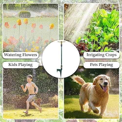 Miniatura 6 de ATDAWN Aspersor de jardín de 3 brazos, Aspersor de césped de gran altura, Aspersores de agua de jardín de rotación de 360 grados, Sistema de riego