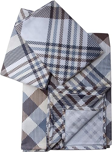 Miniatura 4 de Juego de sábanas de invierno de franela pesada de algodón turco de 180 GSM (cuadros 2, tamaño King)